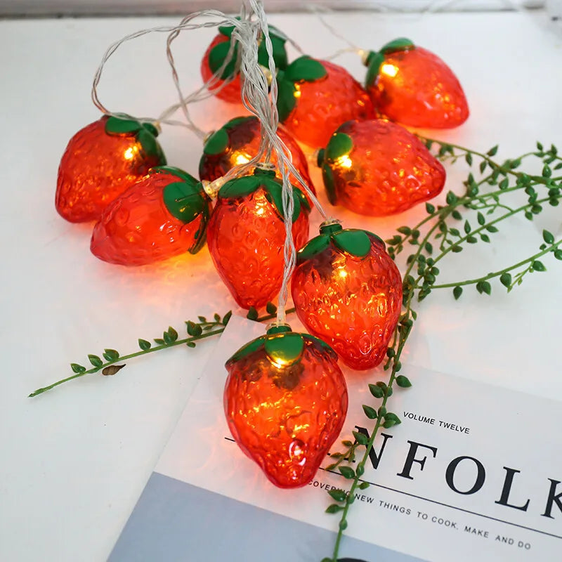 Kawaii Strawberry Fairy Lights πβ¨ | 10 LED String Lights for Enchanting Home Decor π | Perfect for Easter & Parties! π