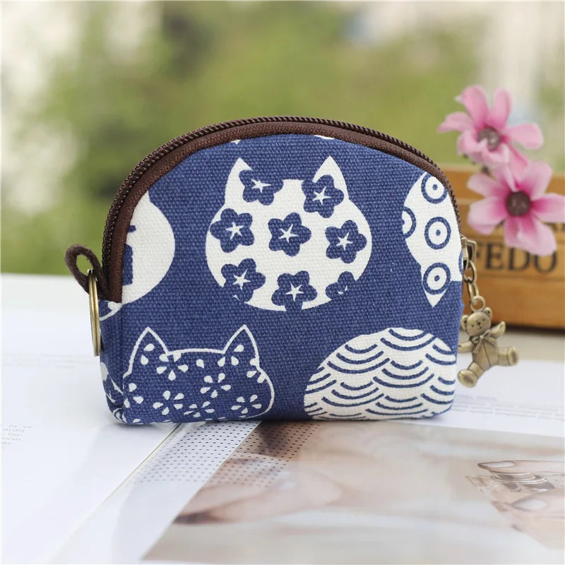 Kawaii Canvas Cartoon Keychain Wallet πβ¨ | Adorable Mini Card & Coin Purse for Kids & Ladies ππ
