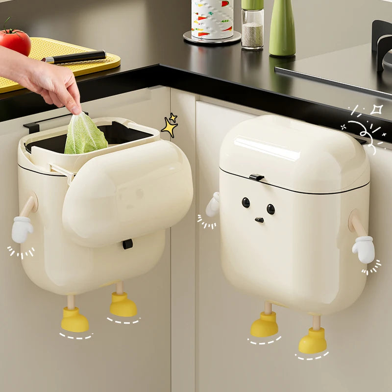Kawaii Creamy Wall-Mounted Trash Can π¦β¨ | 9L/12L Adorable Kitchen & Bathroom Waste Solution ποΈπ