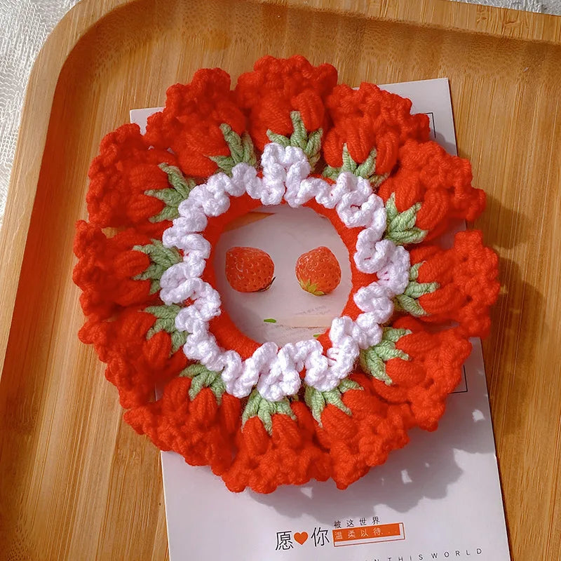 Kawaii Crochet Flower Ponytail Scrunchie ๐ธโจ| Adorable Knitted Hairband for Spring & Summer ๐ผ๐