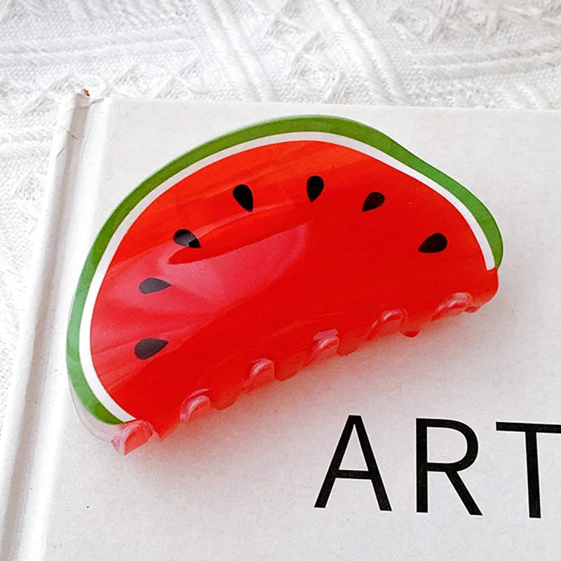 🍉 Sweet Slice Fruit Hair Claw Clips for Trendy Girls 🌟 Cute Crab Style Accessories! 🎀