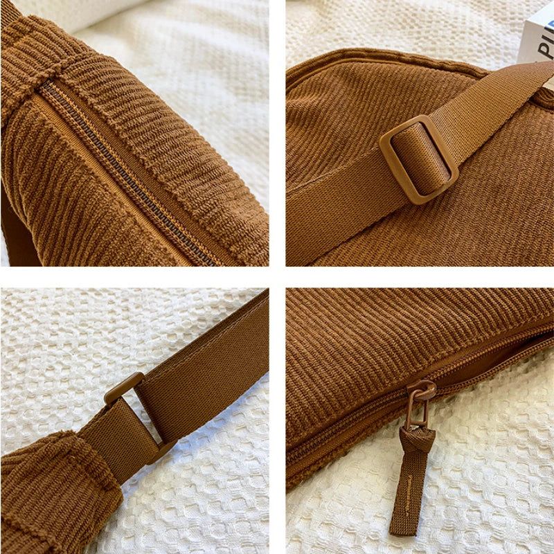 โจSoft & Stylish Corduroy Shoulder Bag ๐ - Fun Retro Tote for Trendy Adventures! ๐๐ - Pixie Quill