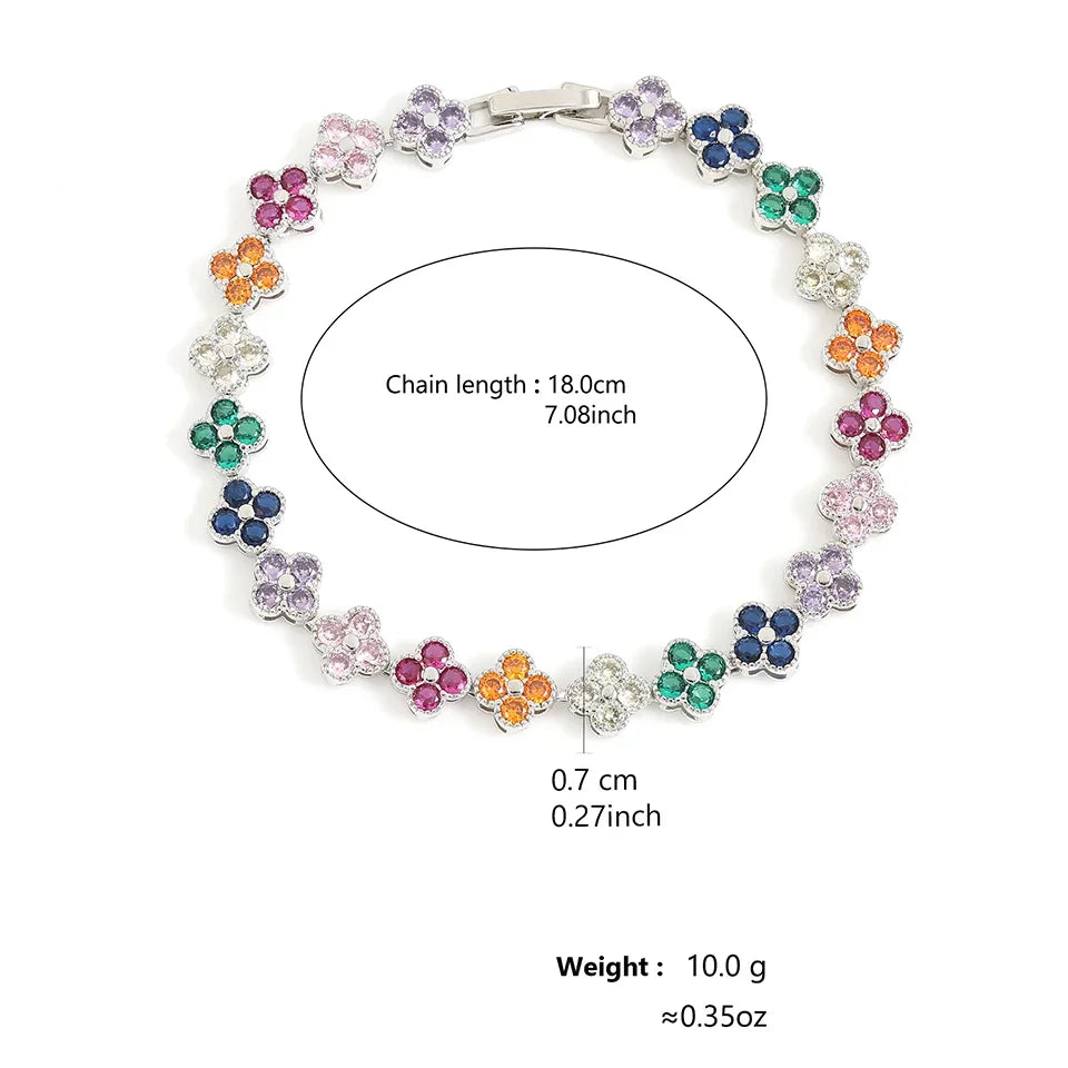 Kawaii Colorful Floral Zircon Bracelets πΈβ¨ | ZAKOL's Playful Party Jewelry for Women π