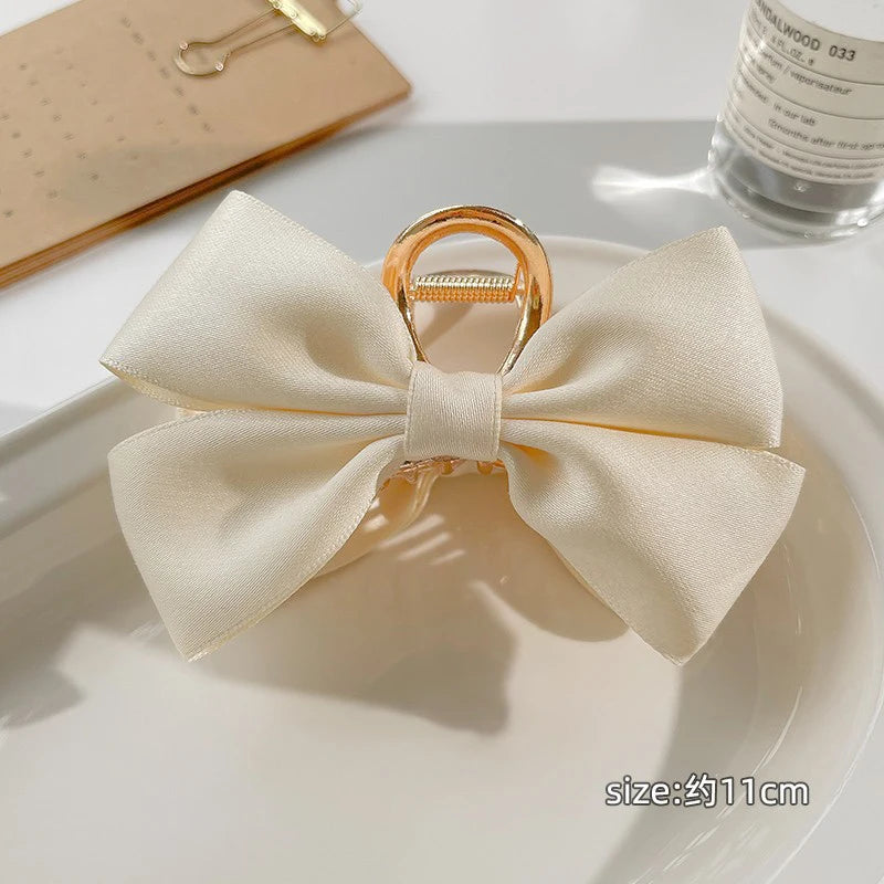 Kawaii Large Satin Bow Hair Claw πβ¨ Adorable Hair Accessory for Trendy Girls - 12CM Fashion Statement!