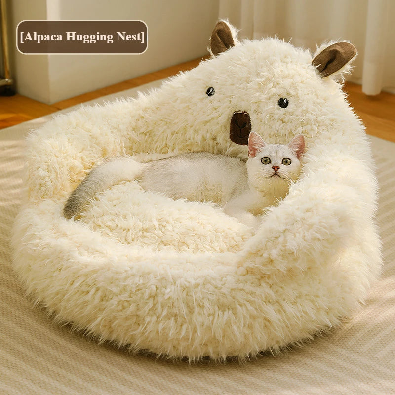 ✨ Cozy Alpaca Dream Bed for Cats 🐾 - Winter Warmth & Deep Sleep Delight! 💤