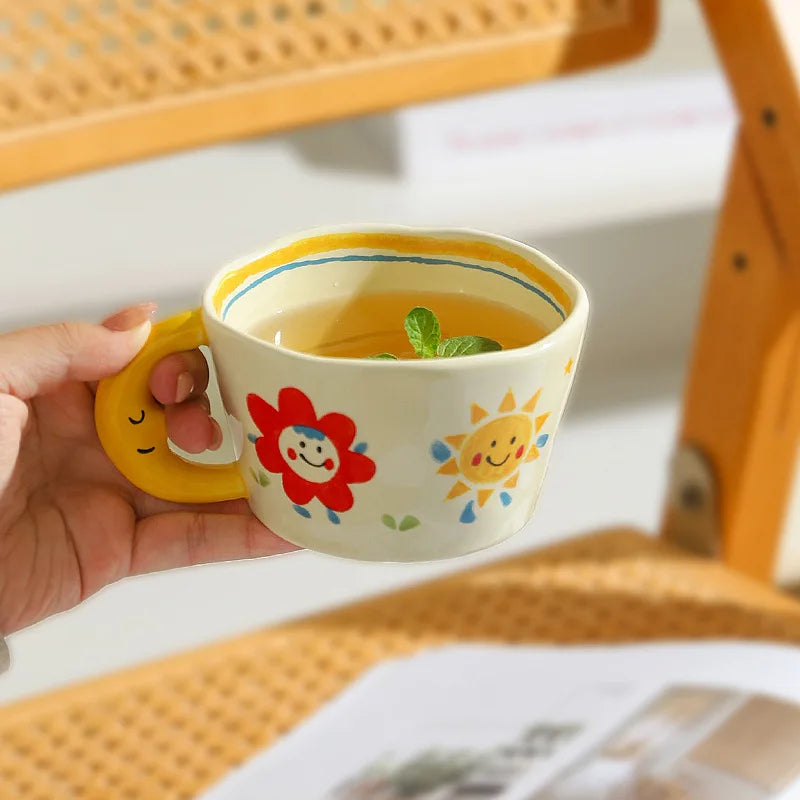 π Whimsical Hand-Painted Moon Mug β Kawaii Breakfast Cup for Tea & Coffee βοΈ Perfect Gift Idea! π