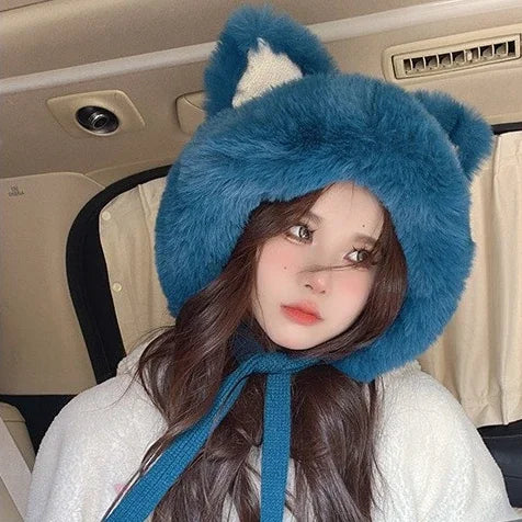 Cute Winter Fox Ear Knitted Hat π¦βοΈ - Adorable Plush Bonnets for Women to Keep Warm and Stylish!