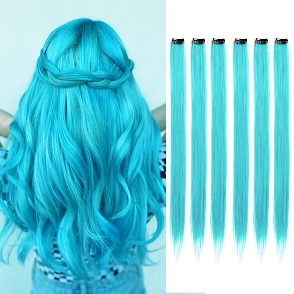 πβ¨ 6 Colorful Clip-In Hair Strands for Fun Party Looks - 22" Rainbow Dream Extensions! ππ - Pixie Quill