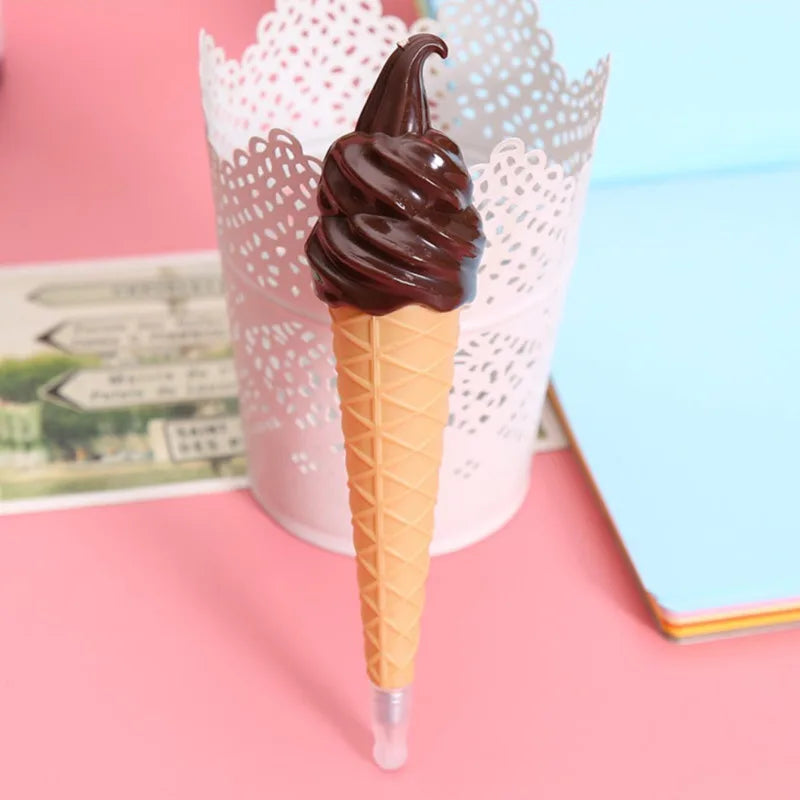 Kawaii Ice Cream Cone Ballpoint Pen 🍦✨ | Cute & Fun Office/School Stationery 🎉 | 0.5mm Black Ink