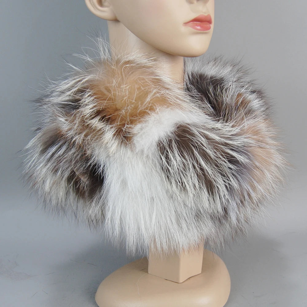 Luxurious Real Fox Fur Scarf For Women With Raccoon Fur Accents Winter Warmth Cute Cozy Headbands And Muffler 🦊❄️