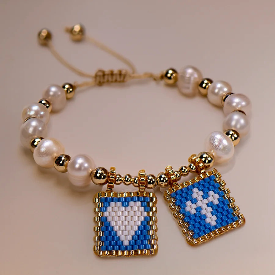 Woven Pearl Cross Heart Bracelet Beaded Miyuki Boho Christian Religious Charm Jewelry Womens 2023 Fashion Love Blessing Gift