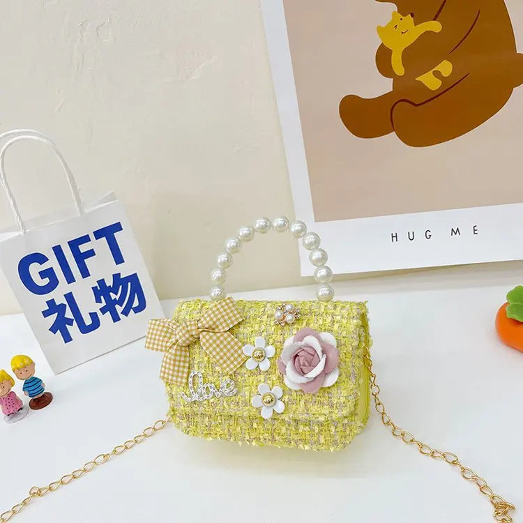 Kawaii Princess Pearl Handbag πβ¨ - Adorable Bow Shoulder Messenger Bag for Kids & Parents! πΈπ§