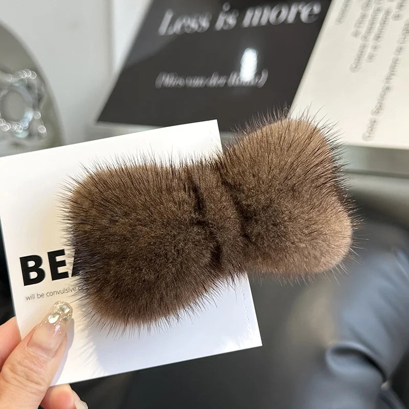 Kawaii Luxury Mink Fur Bowknot Hairpin πβ¨ Cute Plush Side Clip for Adorable Hair Styles! π