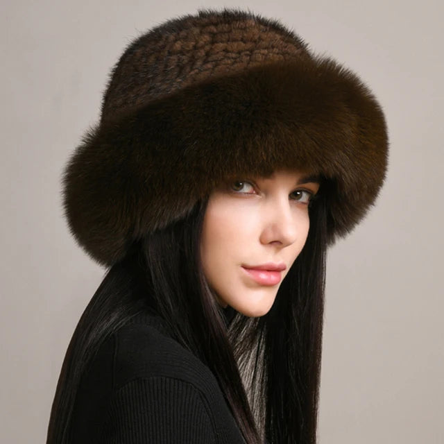 Kawaii Handmade Knitted Mink & Fox Fur Beanie πβ¨ | Luxury Winter Hat for Stylish Women π§£βοΈ