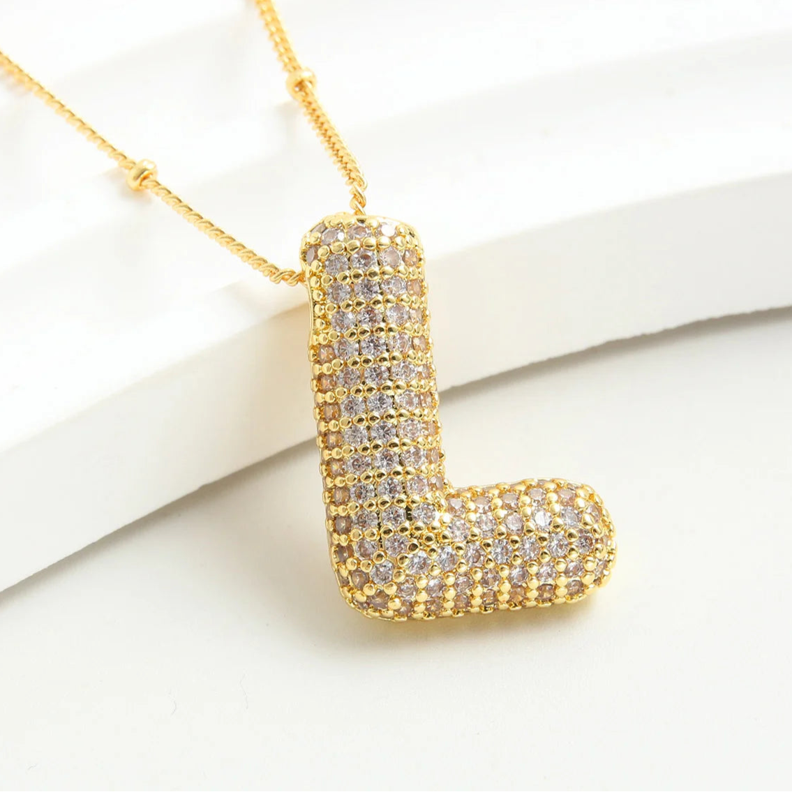 Kawaii Gold Plated Balloon Letter Necklace πβ¨ | Chunky Initial Pendant Jewelry for Trendy Women π©βπ€π