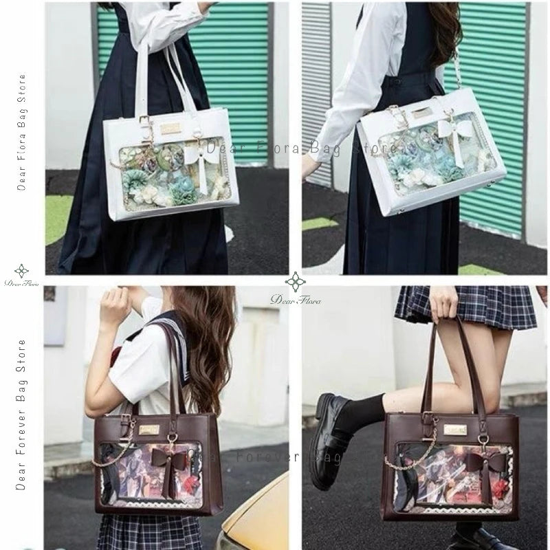 Kawaii Bow Ita Bag π | Cute Transparent Tote & Crossbody Handbag for Sweet Girls π | DIY Badge Display π