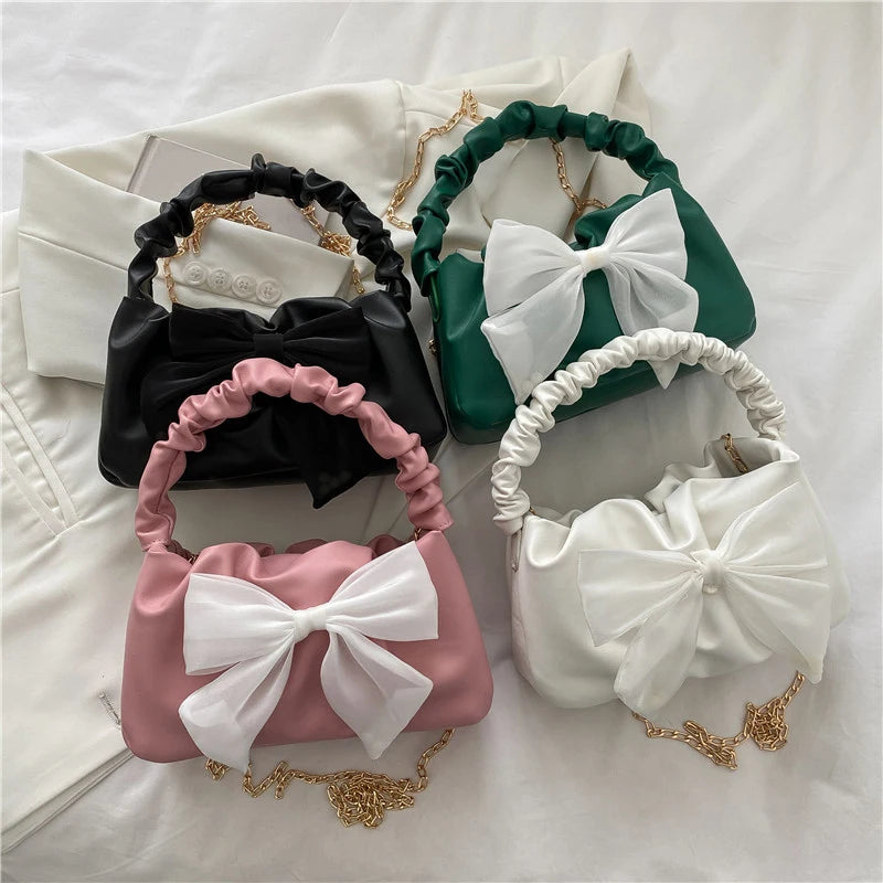 Kawaii Bowknot PU Leather Shoulder Bag π | Cute Chain Messenger Handbag for Stylish Women π