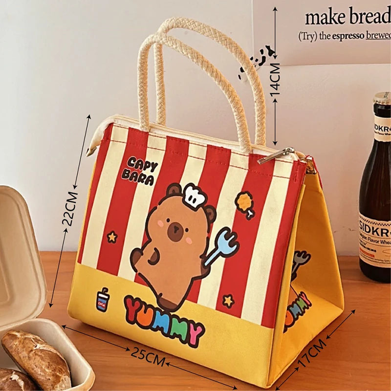 Adorable Capybara Lunch Tote Bag πΎ Insulated Bento Bag for Girls & Women ππ Cute & Stylish Meal Carrier!