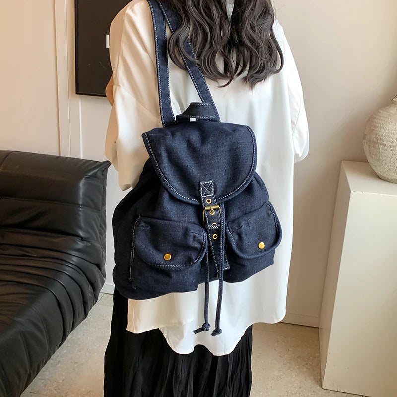 Kawaii Vibes πΈβ¨ Stylish Mini Denim Backpack for Trendy Ladies ππ - Y2K Inspired Fashion!