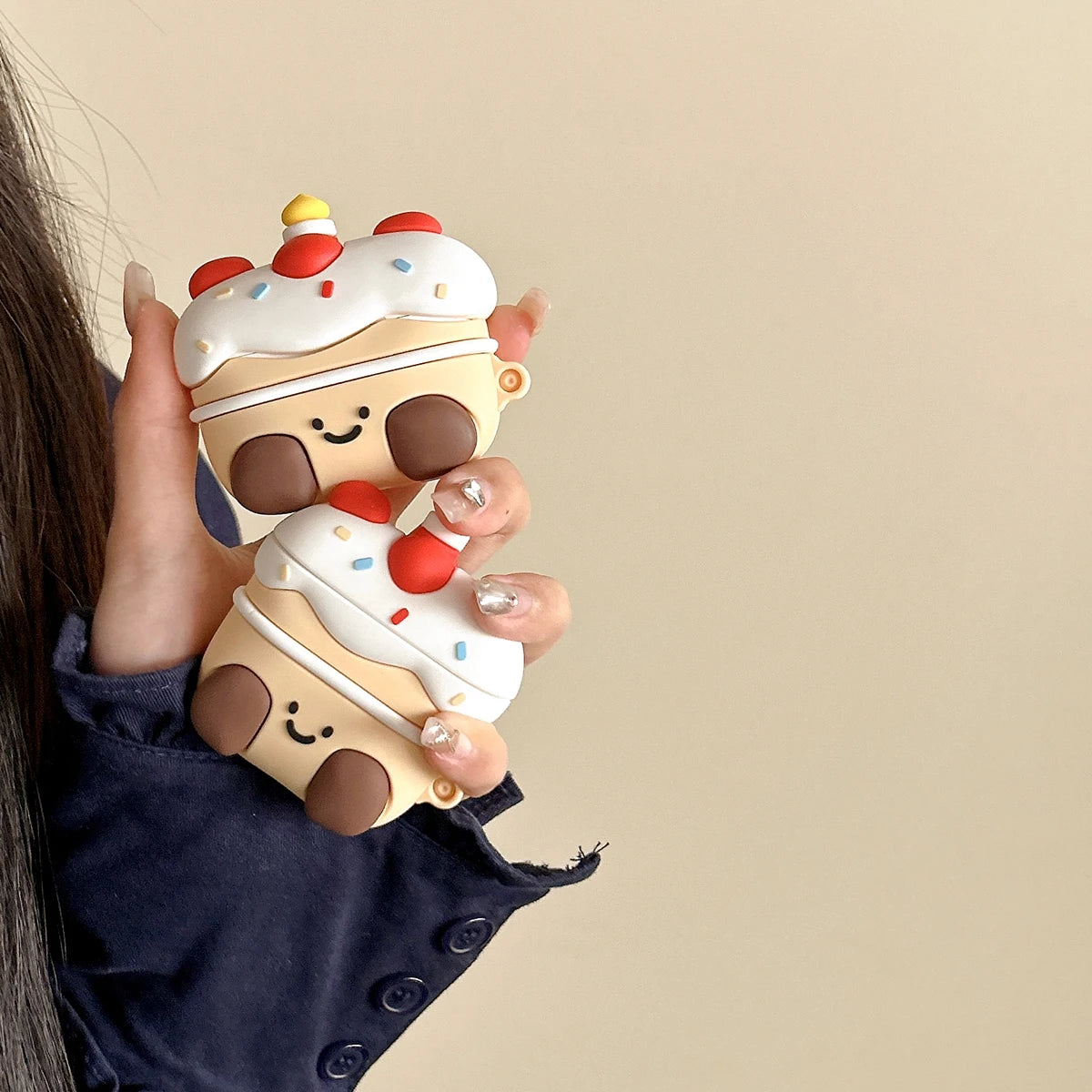 Kawaii 3D Strawberry Cake Bear Silicone Case ๐ฐ๐ป for Apple AirPods 2/3/Pro - Cute Earphone Cover! ๐งโจ