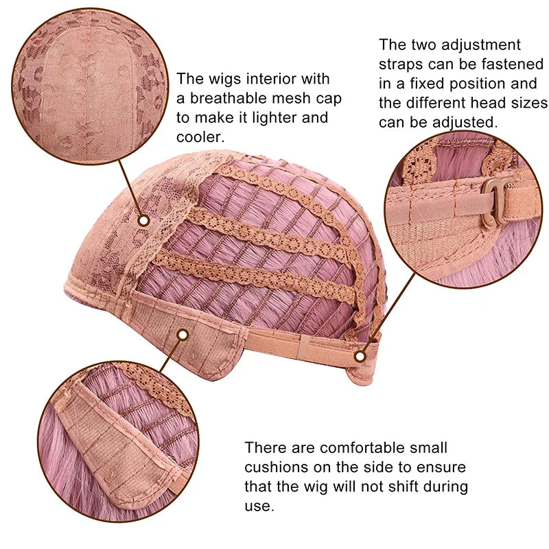 Ombre Pink Synthetic Wig For Women Heat Resistant Straight Cosplay Anime Game Hair For Daily Parties ππβ¨