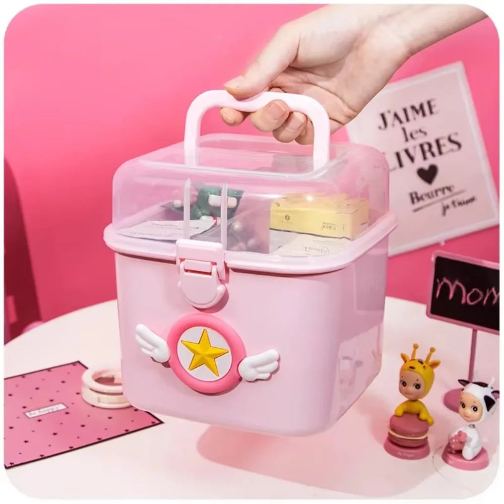 Kawaii Cartoon Multi-Layered Medicine Box π©Ίπ - Adorable Storage for Kids' Essentials & Makeup! πβ¨