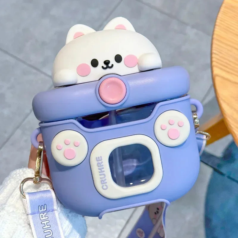β¨ Cute Bear Water Bottle π 550ML Straw Cup for Kids π Fun Drinking Companion! π»π§ - Pixie Quill