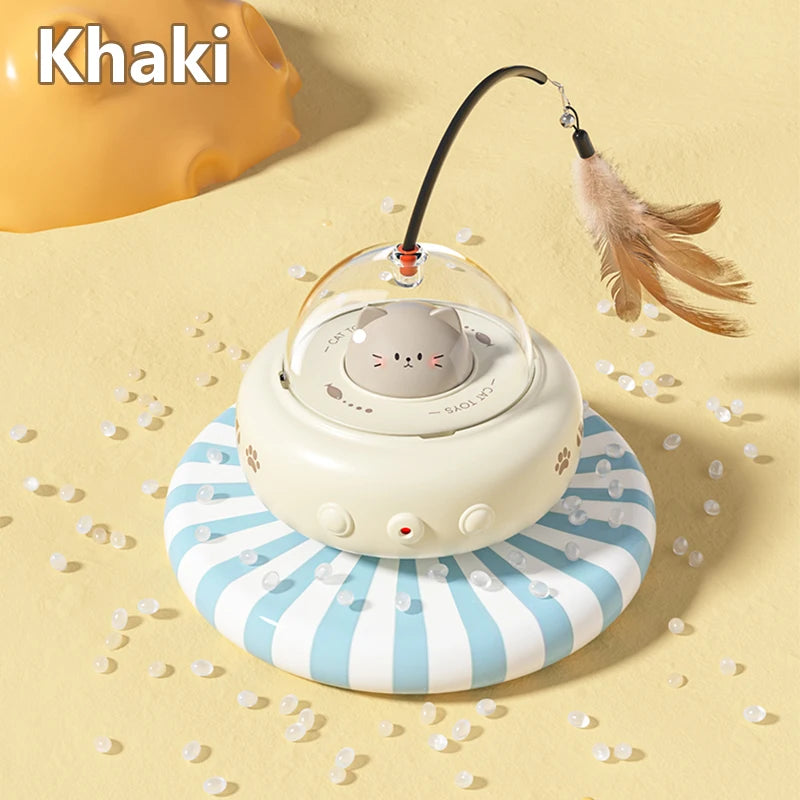 Kawaii Electric UFO Cat Teaser Stick πΈβ¨ - Interactive Feather Toy with Bell for Playful Feline Fun! πΎπ