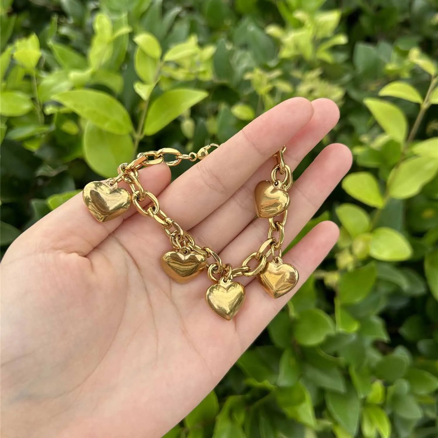 Kawaii Heart Charm Bracelet πβ¨ - Cute Stainless Steel Chunky Chain for Trendy Women | Perfect Valentine's Day Gift! π