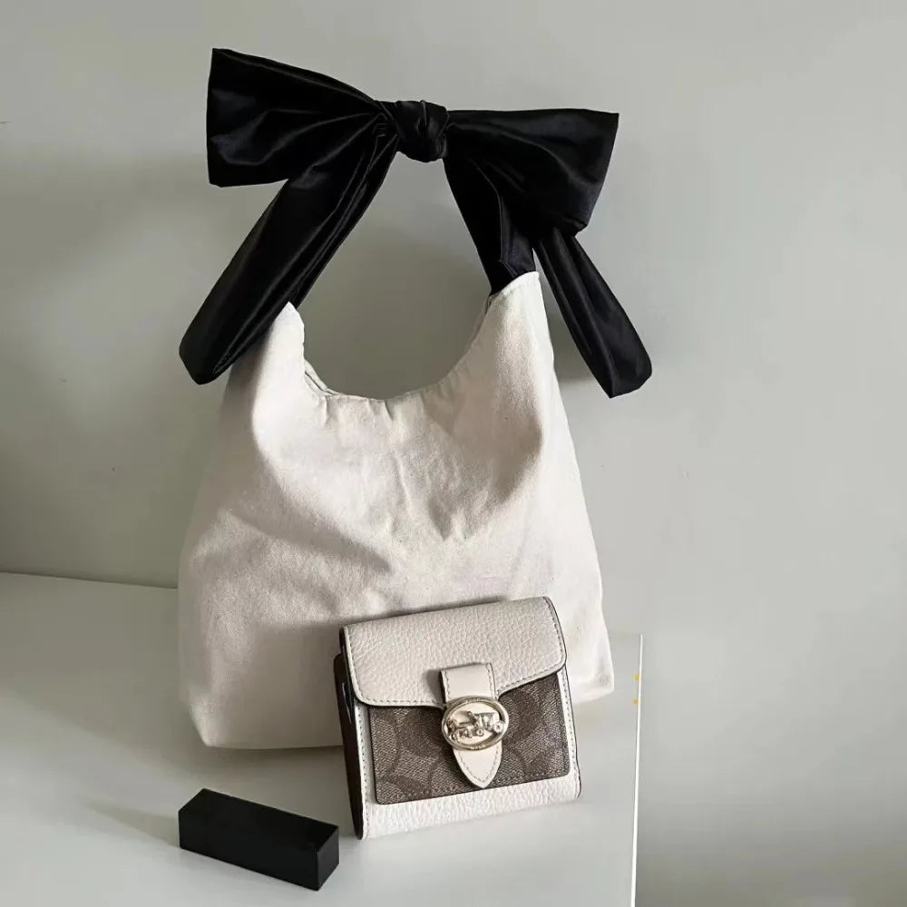 Adorable Y2k Bow-Knot Canvas Shoulder Bag πΈβ¨