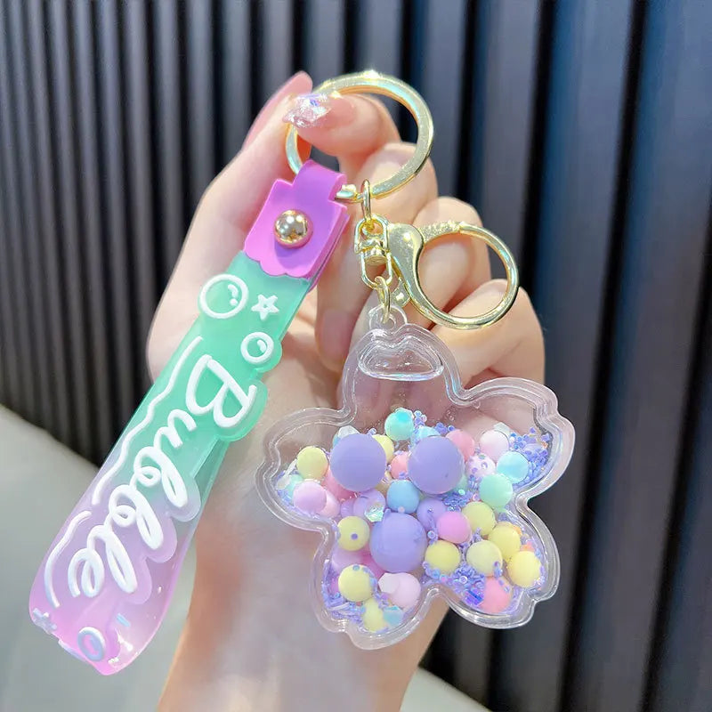 π±β¨Adorable Kitty Tea Cup Liquid Keychain ππ Floating Quicksand Joy! Perfect Pendant for Girls & Backpacks! ππ