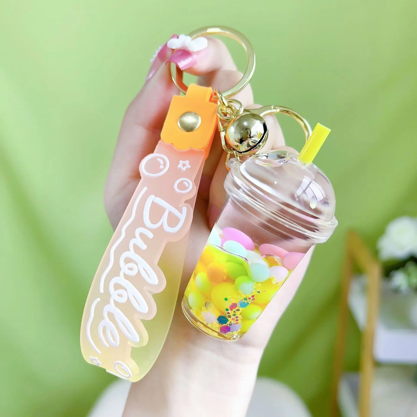 π±β¨Adorable Kitty Tea Cup Liquid Keychain ππ Floating Quicksand Joy! Perfect Pendant for Girls & Backpacks! ππ
