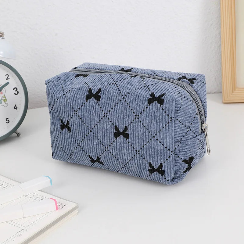 Kawaii Corduroy Makeup Pouch π | Adorable Travel Cosmetic Bag for Lipsticks & Skincare β¨ | Cute Organizer for Women & Girls π