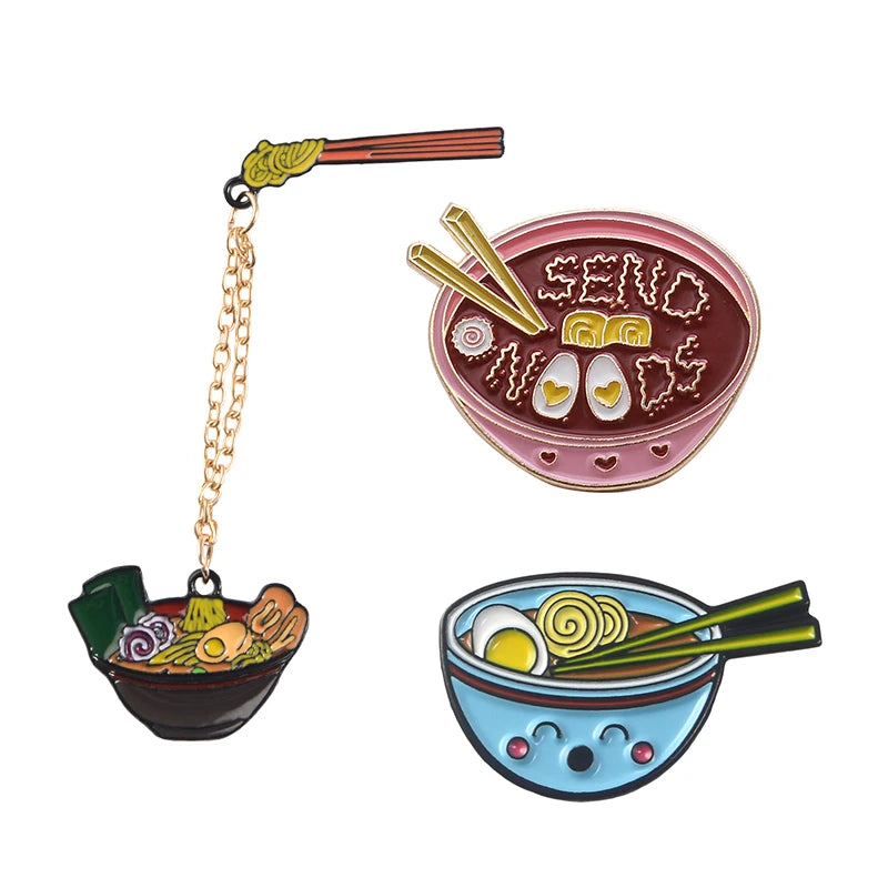 Kawaii Noodle Love πβ¨ Enamel Pin - Cute Ramen Brooch for Backpacks & Jackets, Fun Accessory Gift for Kids & Friends! ππ