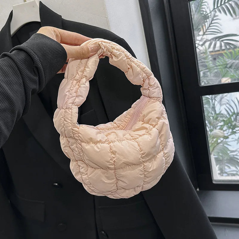 Kawaii Cloudy Pleated Mini Tote Bag π₯οΈβ¨ | Quilted Dumpling Handbag for Stylish Women ππ