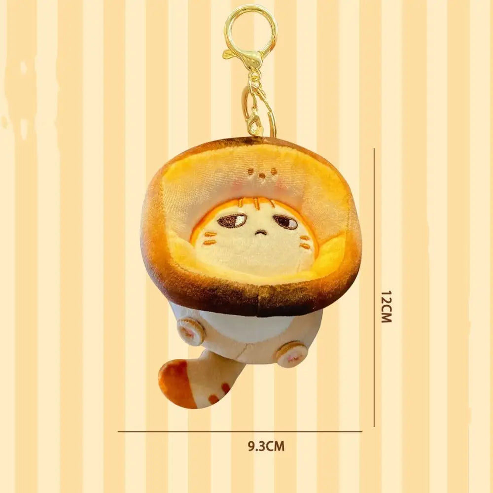 Kawaii Caramel Toast Cat Plush Keychain πΎπ - Adorable Taiyaki & Fried Shrimp Pendant for Food Lovers!