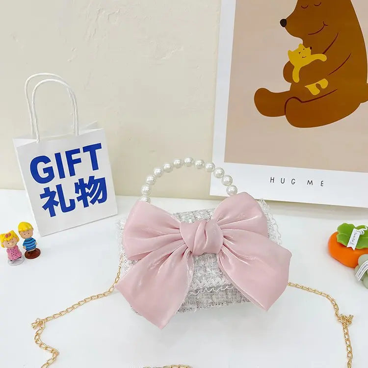 Kawaii Princess Pearl Handbag πβ¨ - Adorable Bow Shoulder Messenger Bag for Kids & Parents! πΈπ§