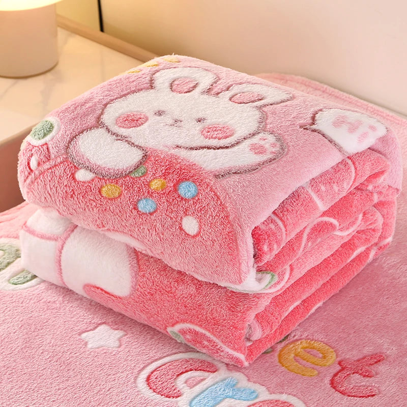 πΈπ Adorable Pink Strawberry Rabbit Throw Blanket for Cozy Cuddles! π°β¨ - Pixie Quill