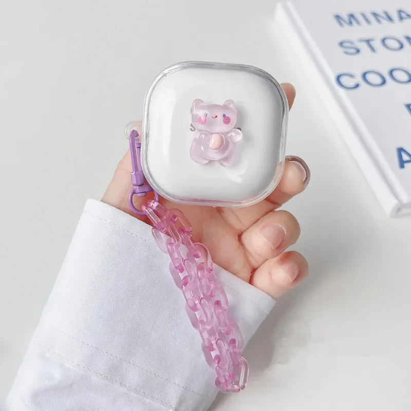 🥰 Adorable Cartoon Earbud Case 🎀 for Samsung Galaxy Buds | Cute Silicone Cover with Bracelet Charm 🌟 - Pixie Quill