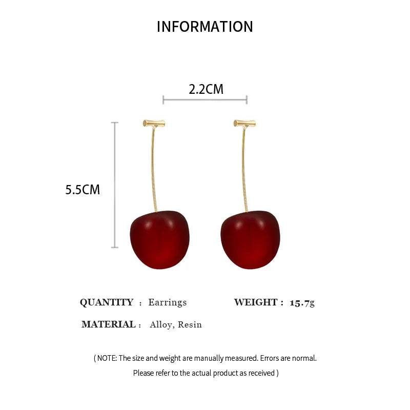 Kawaii Sweet Cherry Drop Earrings πβ¨ | Cute Resin Fruit Jewelry for Women | Fashionable Party Accessories & Gifts! π