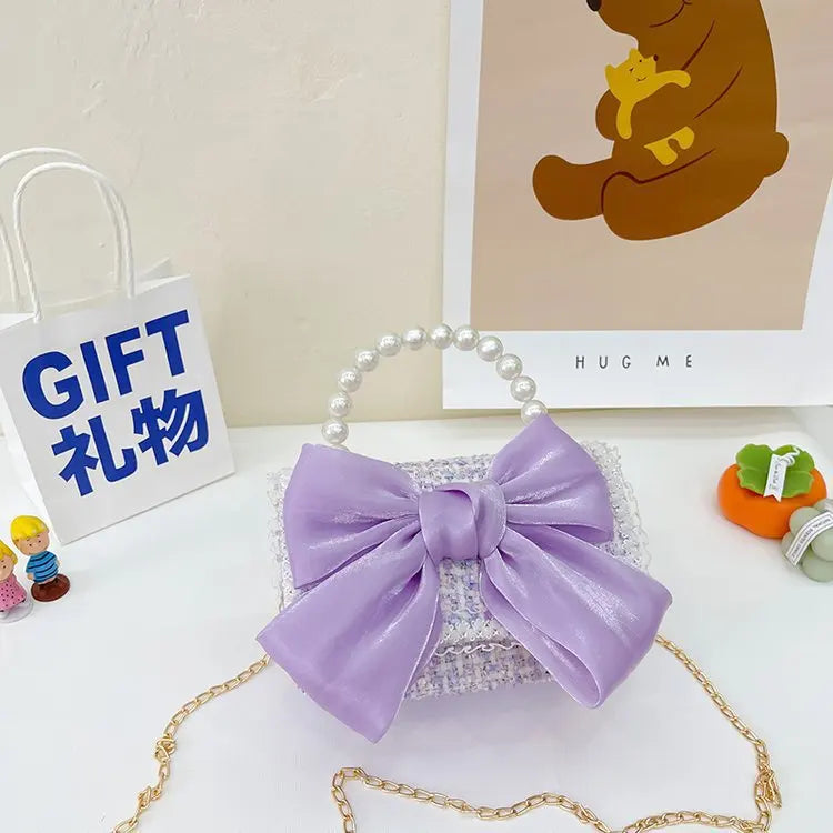 Kawaii Princess Pearl Handbag πβ¨ - Adorable Bow Shoulder Messenger Bag for Kids & Parents! πΈπ§