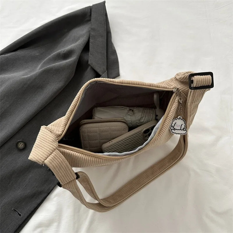 Charming Corduroy Cutie πβ¨ - Adorable Shoulder Bag for Trendy Girls! ππ - Pixie Quill