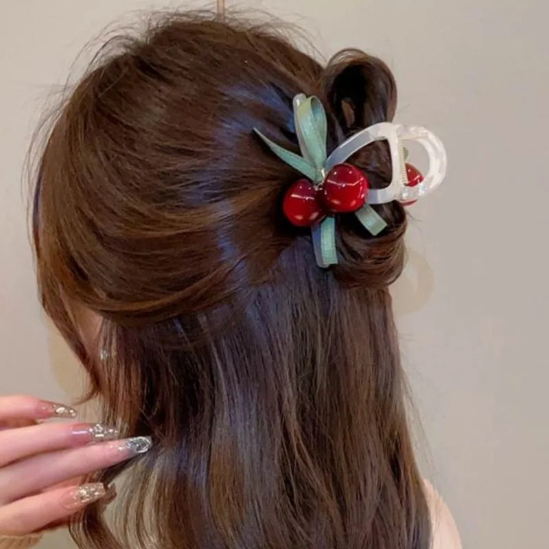 π Adorable Cherry Blossom Hair Claw Clips for Girls & Women π Stylish Crab Claw Accessories π