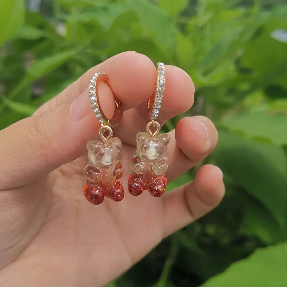 π Sweet Rainbow Bear Dangle Earrings π¬β¨ Cute Acrylic Drop Jewelry for Trendy Girls! π»π