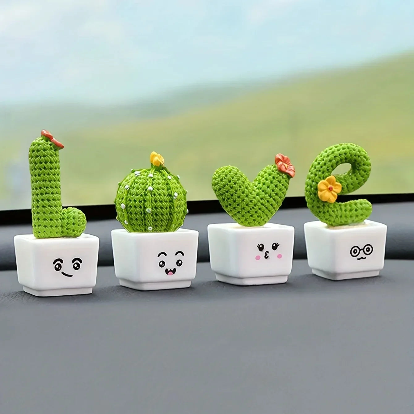 Kawaii Resin Succulent Cactus Set π΅β¨ - Mini Green Plants for Your Car, Office & Home Decor!