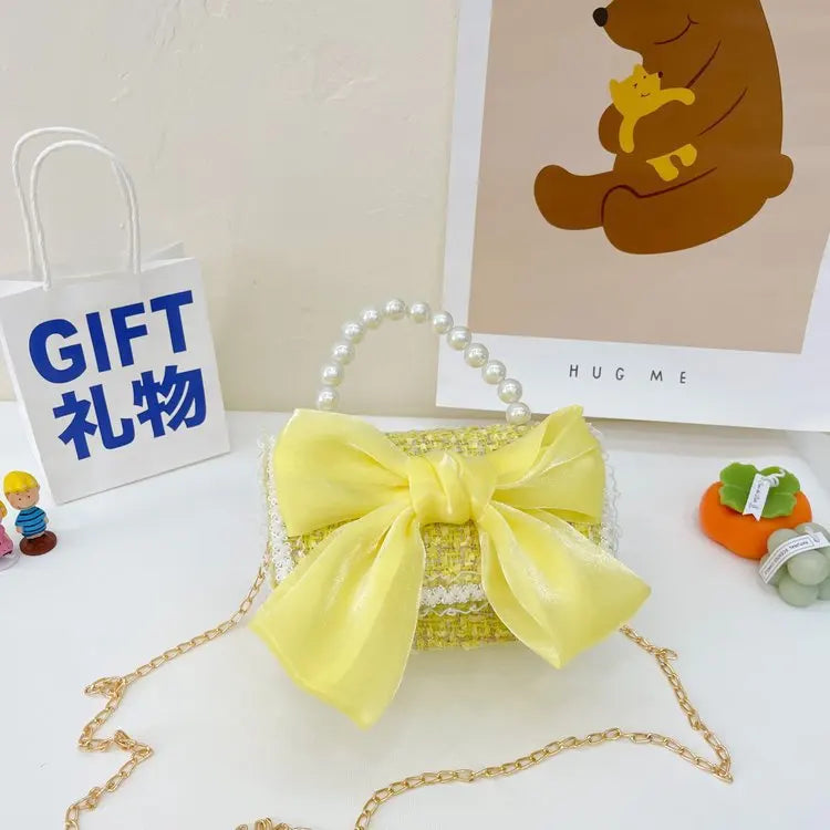 Kawaii Princess Pearl Handbag πβ¨ - Adorable Bow Shoulder Messenger Bag for Kids & Parents! πΈπ§
