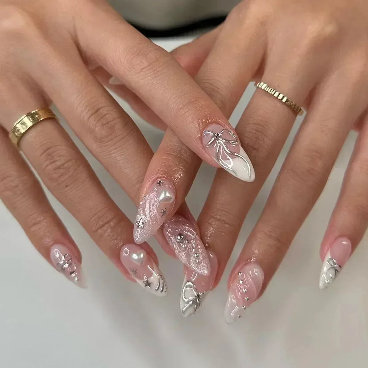 Kawaii 24Pcs Almond Press-On Nails - Cute Designs & Stylish Fake Nail Art! 💅🌟