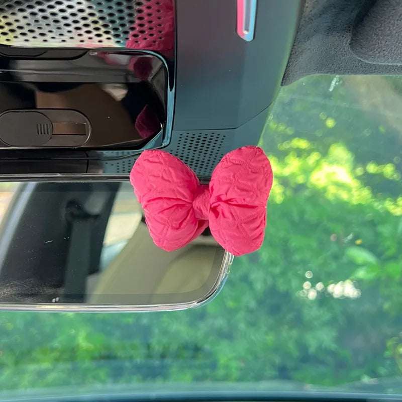 Kawaii Puff Bow Car Decor πβ¨ | Adorable Light Luxury Fabric Accessories for Your Auto Interior! ππ