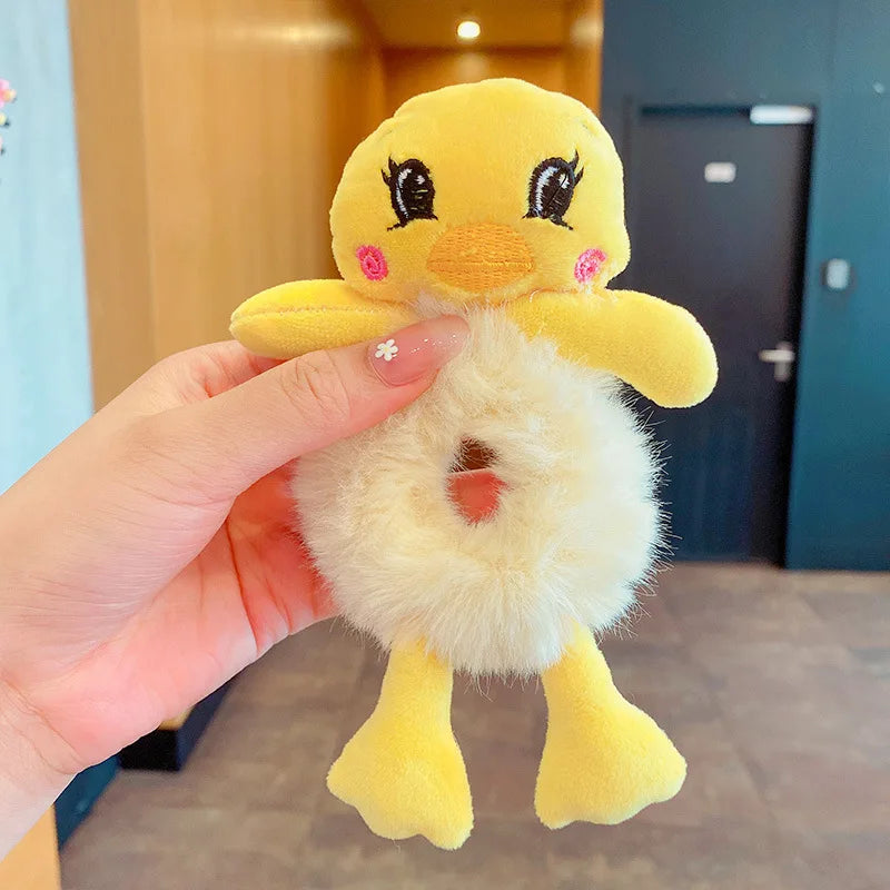 Kawaii Cute Cartoon Animal Hair Ties πΎβ¨ - Adorable Plush Headbands for Kids, Safe & Stylish Hair Accessories!