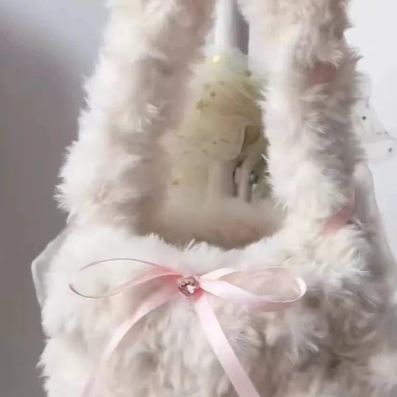 Kawaii Cloud Bow Bag βοΈπ Fluffy Y2K Chic Shoulder Handbag for Cute Style πΈβ¨